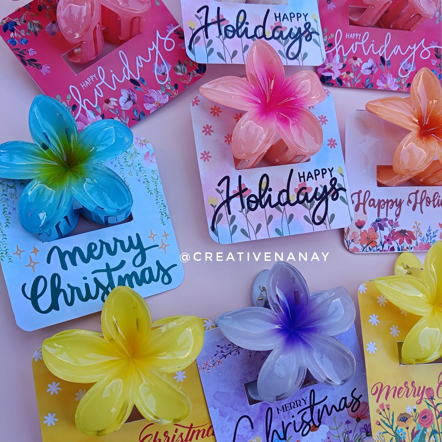 Floral Hair Clip Back Card (HOLIDAY/CHRISTMAS)