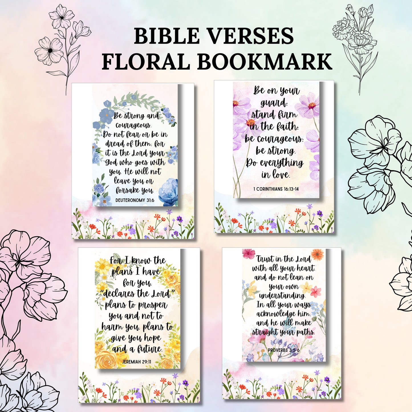 FLORAL BIBLE VERSE/BIRTH FLOWER BY MONTH BOOKMARK