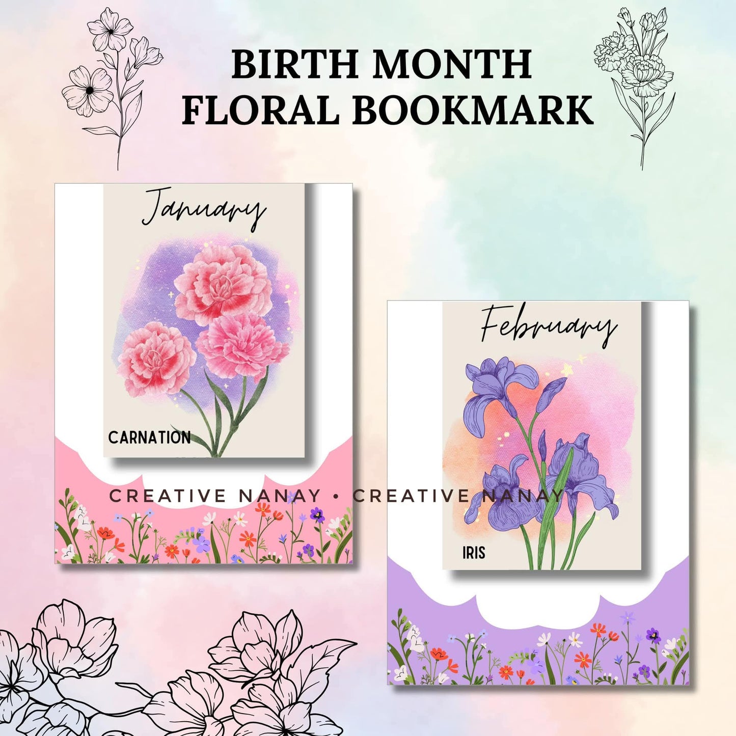 FLORAL BIBLE VERSE/BIRTH FLOWER BY MONTH BOOKMARK
