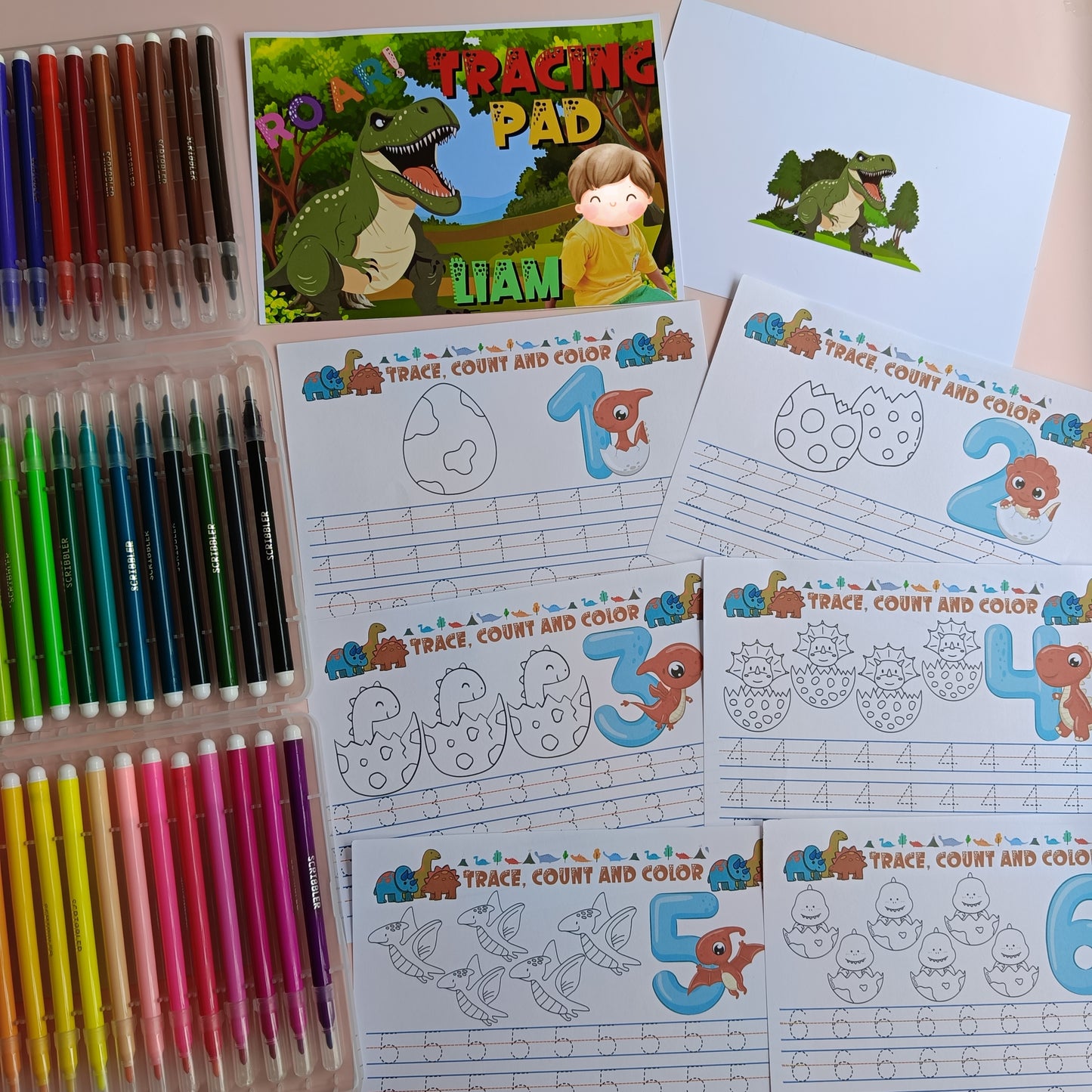 Dinosaur & Mermaid theme Tracing pad a5