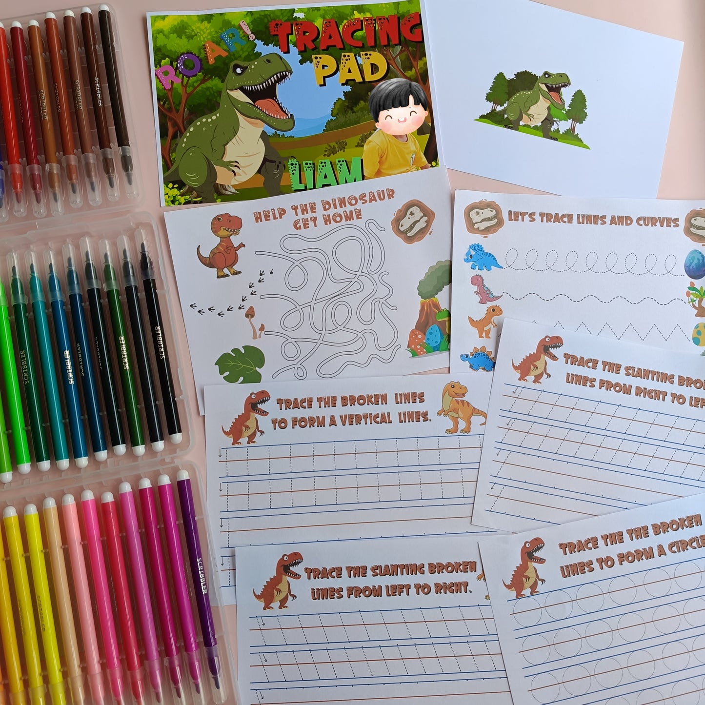 Dinosaur & Mermaid theme Tracing pad a5