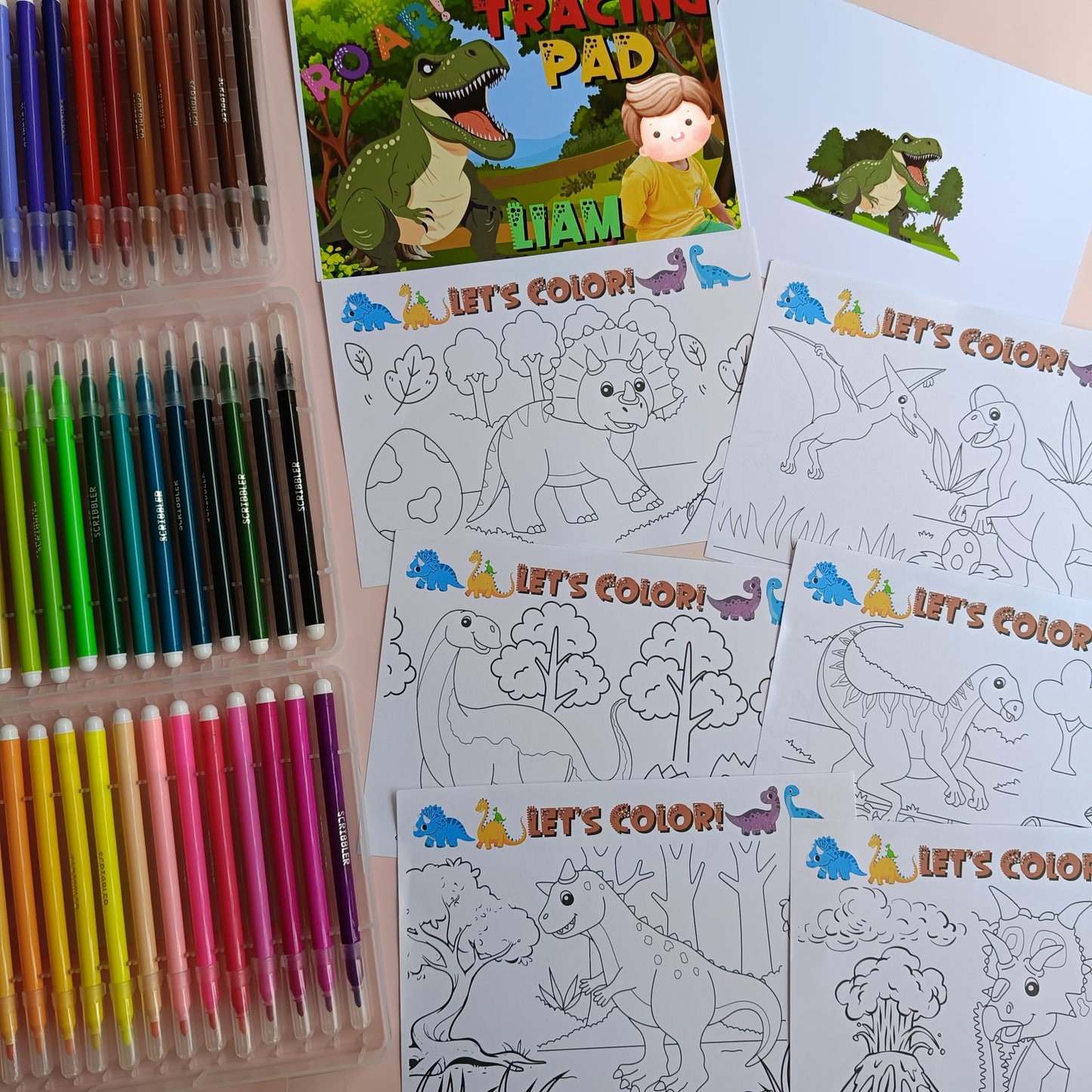 Dinosaur & Mermaid theme Tracing pad a5