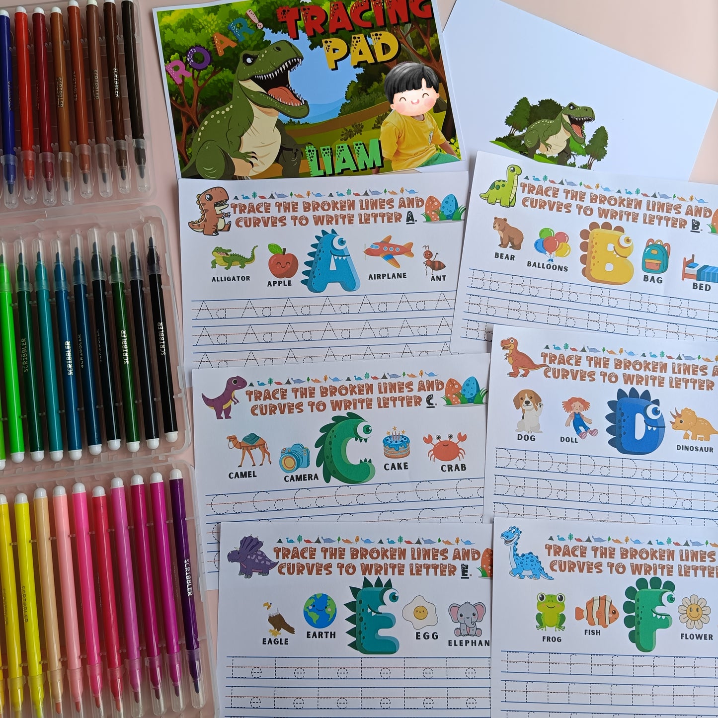 Dinosaur & Mermaid theme Tracing pad a5